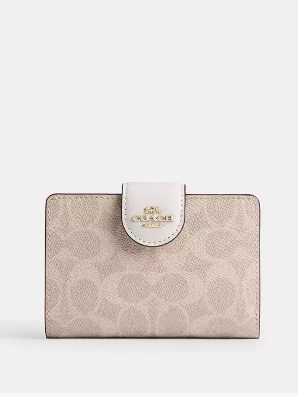 Coach Medium Corner Zip Wallet in Signature Canvas - Gold/Sand/Chalk